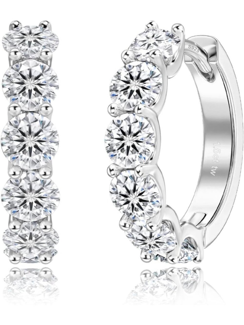 Moissanite Huggie Hoop Earrings for Women - S925 Sterling Silver, Elegant